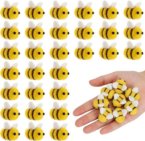 LUODAKA Felt Bees for Crafts, 30 Pcs Cute Mini Plush Bees Decor for Bee Themed Party Clothing Hat DIY Accessories Crafts Gender Reveal Decorations in Kuwait