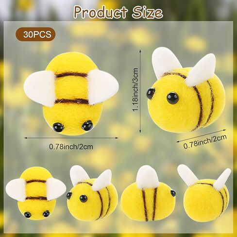 LUODAKA Felt Bees for Crafts, 30 Pcs Cute Mini Plush Bees Decor for Bee Themed Party Clothing Hat DIY Accessories Crafts Gender Reveal Decorations in Kuwait