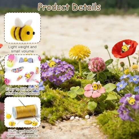 LUODAKA Felt Bees for Crafts, 30 Pcs Cute Mini Plush Bees Decor for Bee Themed Party Clothing Hat DIY Accessories Crafts Gender Reveal Decorations in Kuwait