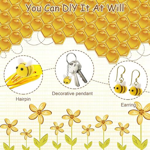 LUODAKA Felt Bees for Crafts, 30 Pcs Cute Mini Plush Bees Decor for Bee Themed Party Clothing Hat DIY Accessories Crafts Gender Reveal Decorations in Kuwait