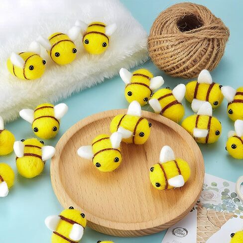 LUODAKA Felt Bees for Crafts, 30 Pcs Cute Mini Plush Bees Decor for Bee Themed Party Clothing Hat DIY Accessories Crafts Gender Reveal Decorations in Kuwait