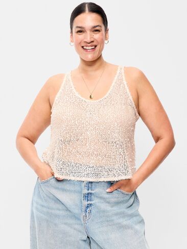 قميص بدون أكمام مزين بالترتر من Old Navy - ملح البحر in Kuwait