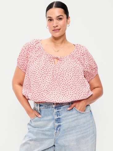 بلوزة ذات حافة فقاعية من Old Navy - أحمر Ditsy in Kuwait