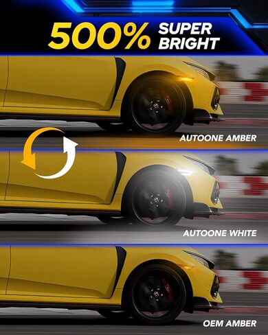 مصابيح LED للعلامات الجانبية من AUTOONE Switchback متوافقة مع الجيل العاشر من Honda Civic 2016-2021، إشارات الانعطاف باللون الأصفر الكهرماني وأضواء الجري النهارية البيضاء، عدسات مدخنة، قطعتان in Kuwait