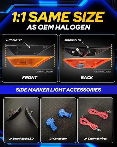 مصابيح LED للعلامات الجانبية من AUTOONE Switchback متوافقة مع الجيل العاشر من Honda Civic 2016-2021، إشارات الانعطاف باللون الأصفر الكهرماني وأضواء الجري النهارية البيضاء، عدسات مدخنة، قطعتان in Kuwait