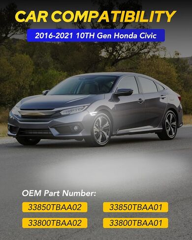 مصابيح LED للعلامات الجانبية من AUTOONE Switchback متوافقة مع الجيل العاشر من Honda Civic 2016-2021، إشارات الانعطاف باللون الأصفر الكهرماني وأضواء الجري النهارية البيضاء، عدسات مدخنة، قطعتان in Kuwait