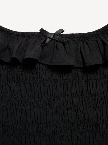 Old Navy Sleeveless Fitted Ruffled Smocked Top for Girls - Black Jack in Kuwait
