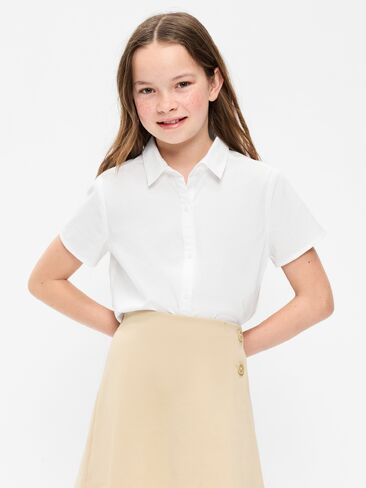 Old Navy School Uniform Short-Sleeve Poplin Shirt for Girls - White Lilies in Kuwait
