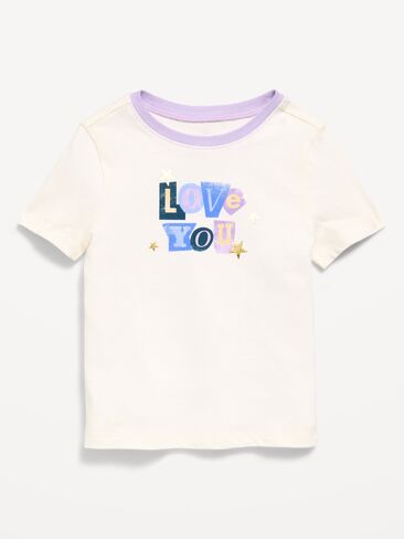 Old Navy Short-Sleeve Graphic T-Shirt for Toddler Girls - Sea Salt in Kuwait