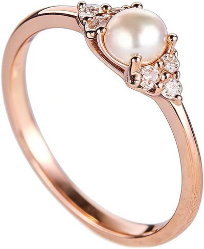 Elegant Pearl Rings Rose Gold CZ Crystal Fashion Engagement Wedding Ring in Saudi Arabia