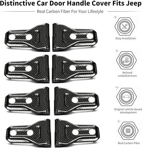 T-carbon Door Hinge Cover Fits Jeep Wrangler JL JLU 4xe Gladiator JT Sports Sahara Freedom Rubicon Unlimited 4-Door 2018-2026 Real Carbon Fiber Higes Covers Protection Exterior Accessories 8 PCS in Kuwait