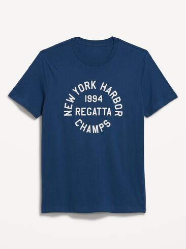 تي شيرت Old Navy ذو رقبة دائرية ناعم المغسول - أزرق باسيفيك in Kuwait