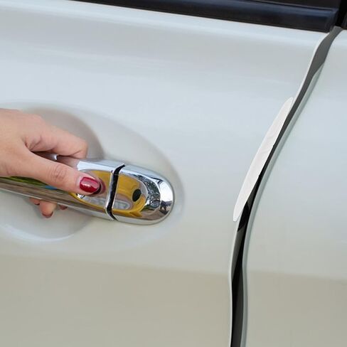 Auto Door Edge Protector Strips 4pcs White Silicone Rubber Anti-Scratch Car Door Bumper Guard with Rearview Mirror Protection for Vehicle Exterior in Kuwait