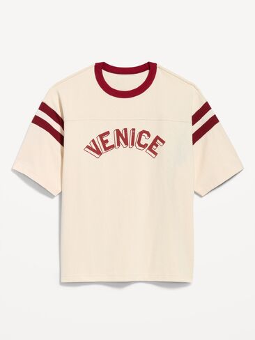 Old Navy Heavyweight Short-Sleeve Football-Style T-Shirt - Natural White in Kuwait