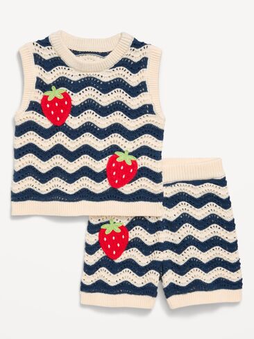 Old Navy Sleeveless Sweater-Knit Top and Shorts Set for Toddler Girls - Americana in Kuwait