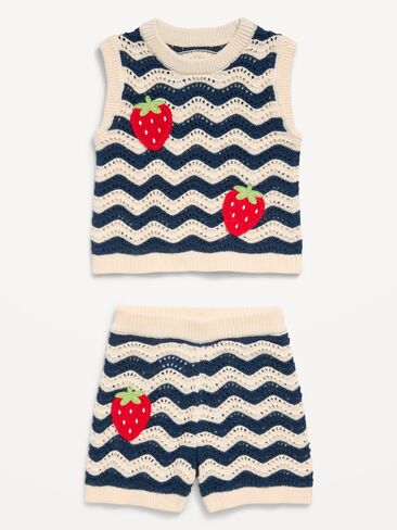 Old Navy Sleeveless Sweater-Knit Top and Shorts Set for Toddler Girls - Americana in Kuwait