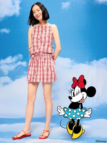 Old Navy Old Navy x Disney Minnie Mouse Side-Tie Plaid Tank Top for Women - Red Plaid in Kuwait