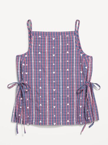 Old Navy Old Navy x Disney Mickey Mouse Side-Tie Tank Top for Women - Blue Plaid in Kuwait