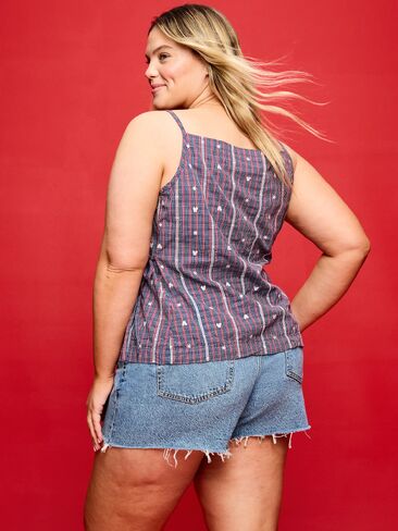 Old Navy Old Navy x Disney Mickey Mouse Side-Tie Tank Top for Women - Blue Plaid in Kuwait