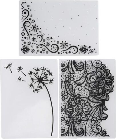 Generic 3Pcs Plastic Embossing Folders, DIY Card Making Scrapbooking Paper Craft Tool with Embossed Texture Design, for Invitations Cards Envelopes in Kuwait