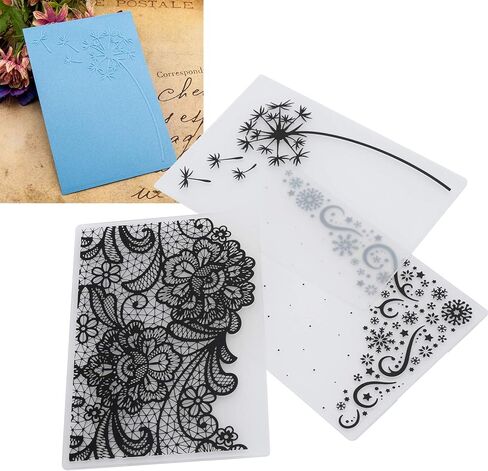 Generic 3Pcs Plastic Embossing Folders, DIY Card Making Scrapbooking Paper Craft Tool with Embossed Texture Design, for Invitations Cards Envelopes in Kuwait