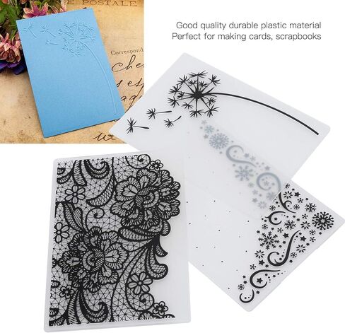 Generic 3Pcs Plastic Embossing Folders, DIY Card Making Scrapbooking Paper Craft Tool with Embossed Texture Design, for Invitations Cards Envelopes in Kuwait