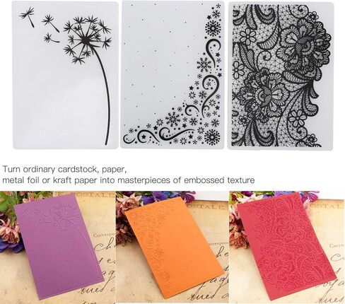 Generic 3Pcs Plastic Embossing Folders, DIY Card Making Scrapbooking Paper Craft Tool with Embossed Texture Design, for Invitations Cards Envelopes in Kuwait
