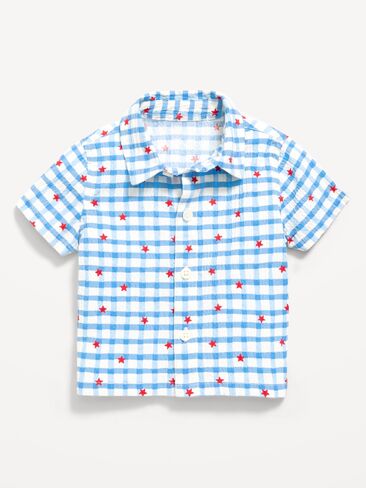 قميص بأكمام قصيرة مطبوع عليه Old Navy للأطفال - قماش قطني أزرق in Kuwait
