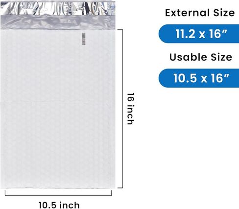 SMART MATTER Poly Bubble Mailer 10.5x16" (Usable Size) | 25 Pcs White Bubble Mailers | Opaque Design, Water Resistant, Self Seal, Durable Bubble Packaging Envelopes for Small Business, Online Sellers in Kuwait
