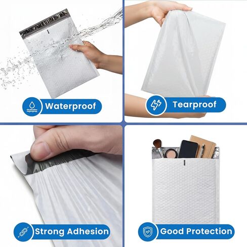 SMART MATTER Poly Bubble Mailer 10.5x16" (Usable Size) | 25 Pcs White Bubble Mailers | Opaque Design, Water Resistant, Self Seal, Durable Bubble Packaging Envelopes for Small Business, Online Sellers in Kuwait
