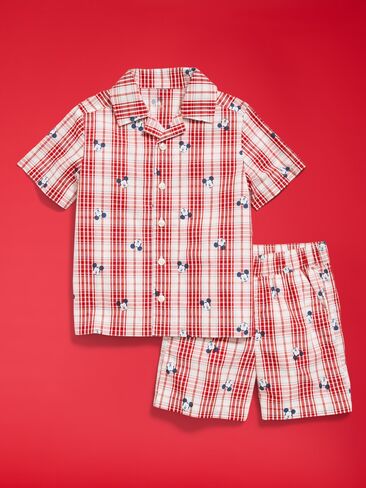 Old Navy Old Navy x Disney Mickey Mouse Short-Sleeve Plaid Shirt and Shorts Set for Toddler Boys - USA Mickey in Kuwait