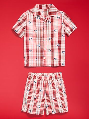 Old Navy Old Navy x Disney Mickey Mouse Short-Sleeve Plaid Shirt and Shorts Set for Toddler Boys - USA Mickey in Kuwait