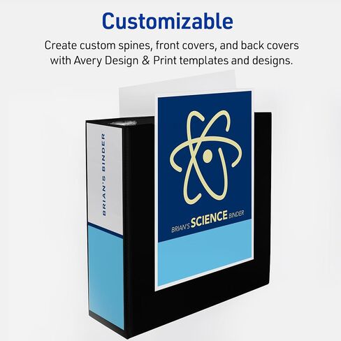 Avery Heavy-Duty View 3 Ring Binder, 4 Inch One Touch EZD Rings, 780-Sheet Capacity, 4.5 Inch Wide Spine, Customizable Clear Cover and Spine, 1 Green Binder (79110) in Kuwait