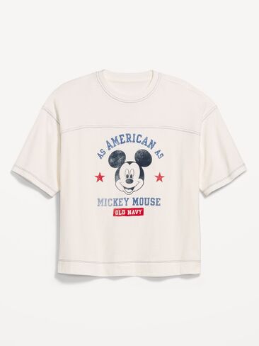 Old Navy Old Navy x Disney Mickey Mouse Football-Style T-Shirt for Women - Sea Salt in Kuwait