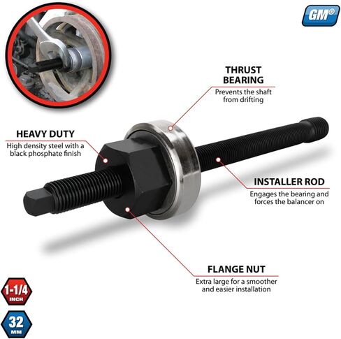 Performance Tool W87026 Harmonic Balancer Installer: for GM LT/LS Engines, 1997-Current Gen 3-5, Carbon Steel, Black/Silver in Kuwait