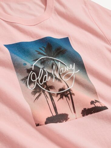 تي شيرت Old Navy EveryWear برقبة دائرية وشعار الماركة - وردي سماوي in Kuwait