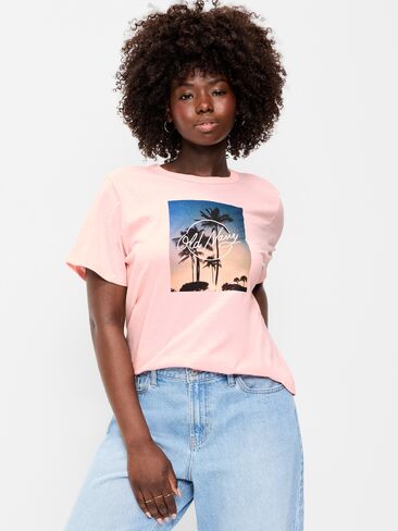 تي شيرت Old Navy EveryWear برقبة دائرية وشعار الماركة - وردي سماوي in Kuwait