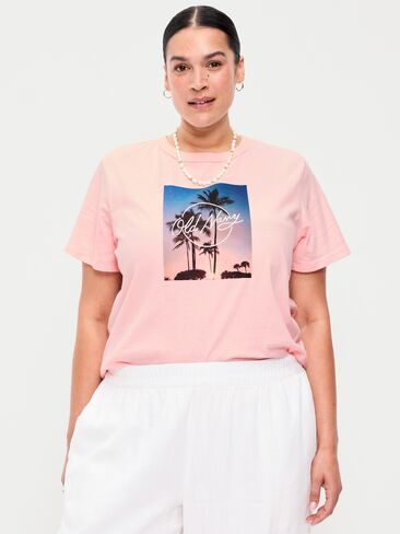 تي شيرت Old Navy EveryWear برقبة دائرية وشعار الماركة - وردي سماوي in Kuwait