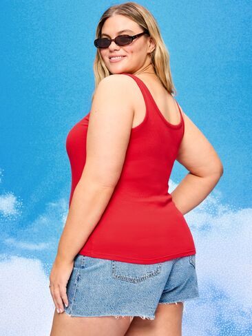 تيشيرت بدون أكمام برقبة دائرية مضلعة x ديزني ميكي ماوس للنساء من Old Navy Old Navy - أزرار حمراء in Kuwait