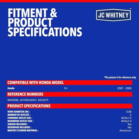 JC Whitney JFBAJCWBMC00105 Brake Master Cylinder with Reservoir & Sensor - Compatible with Honda Fit 2007-2008 in Kuwait