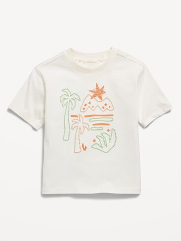 تي شيرت برسومات كبيرة الحجم بأكمام قصيرة من Old Navy للأولاد الصغار - ملح البحر in Kuwait