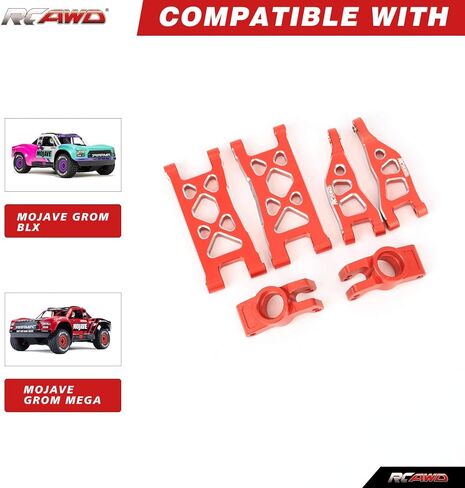 ذراع التعليق الخلفي مجموعة المحاور الخلفية الألومنيوم لأجزاء ترقية Arrma Mojave Grom Mega 380 223S BLX (أحمر) in Kuwait