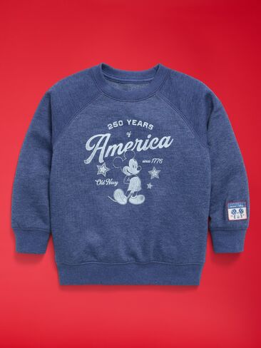 سترة Old Navy Old Navy x Disney Mickey Mouse كبيرة الحجم للجنسين برقبة دائرية للأطفال الصغار - أزرق باسيفيك in Kuwait