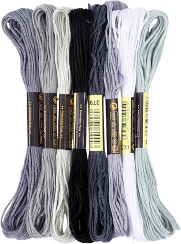 8 PCS Dark Grey Embroidery Floss, Grey Variegated Embroidery Floss, Cross Stitch Thread, Friendship Bracelet String Threads Bulk for Jewelry Making Sewing Bracelet Stitching Knitting Craft in Kuwait