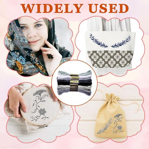 8 PCS Dark Grey Embroidery Floss, Grey Variegated Embroidery Floss, Cross Stitch Thread, Friendship Bracelet String Threads Bulk for Jewelry Making Sewing Bracelet Stitching Knitting Craft in Kuwait