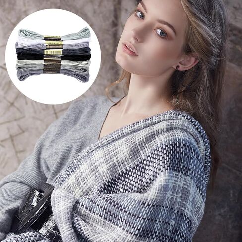 8 PCS Dark Grey Embroidery Floss, Grey Variegated Embroidery Floss, Cross Stitch Thread, Friendship Bracelet String Threads Bulk for Jewelry Making Sewing Bracelet Stitching Knitting Craft in Kuwait