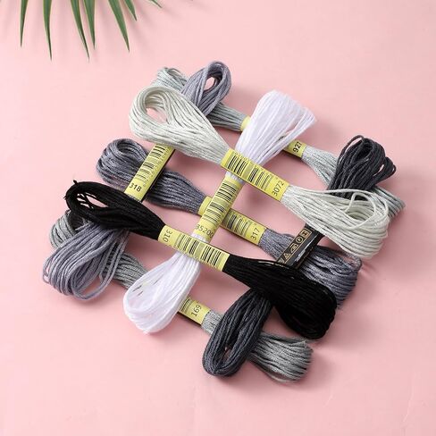 8 PCS Dark Grey Embroidery Floss, Grey Variegated Embroidery Floss, Cross Stitch Thread, Friendship Bracelet String Threads Bulk for Jewelry Making Sewing Bracelet Stitching Knitting Craft in Kuwait