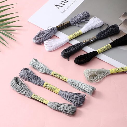 8 PCS Dark Grey Embroidery Floss, Grey Variegated Embroidery Floss, Cross Stitch Thread, Friendship Bracelet String Threads Bulk for Jewelry Making Sewing Bracelet Stitching Knitting Craft in Kuwait