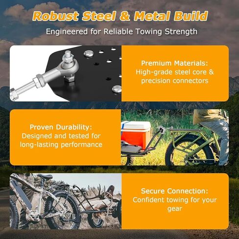 Universal Trailer Coupler Hitch for E-Bike & Bike, Heavy-Duty Cargo Connector with Multi-Hole Fit & Quick Installation, Ideal for Camping, Shopping, Pet in Kuwait