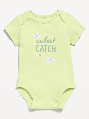 Old Navy Short-Sleeve Graphic Bodysuit for Baby - Pale Citron in Kuwait